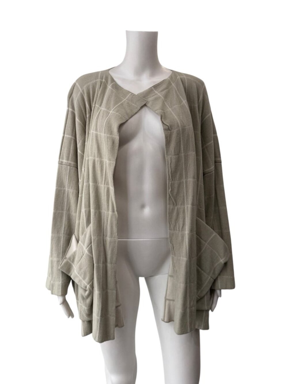 $990 NWT eskandar Sentry Cream Plaid Cotton Small Jacket Coat one size